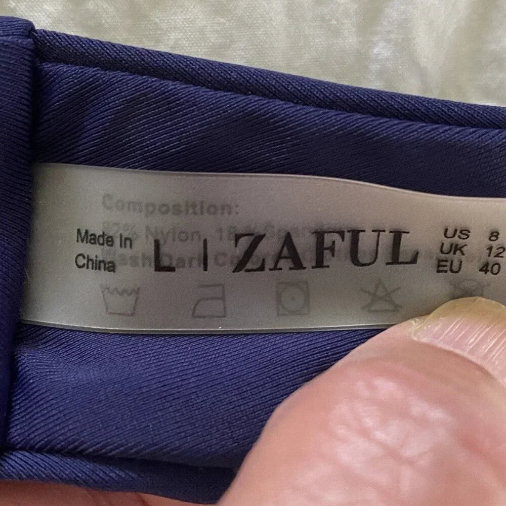 Zaful Navy Blue 2 Piece Keyhole Front Bikini Set Women's Size‎ 8/L Cut Out NWOT